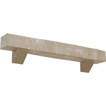 Kit W/ Breckinridge Corbels, White Washed, 4H  X 8D X 60W Knotty Pine Faux Wood Fireplace ManteL